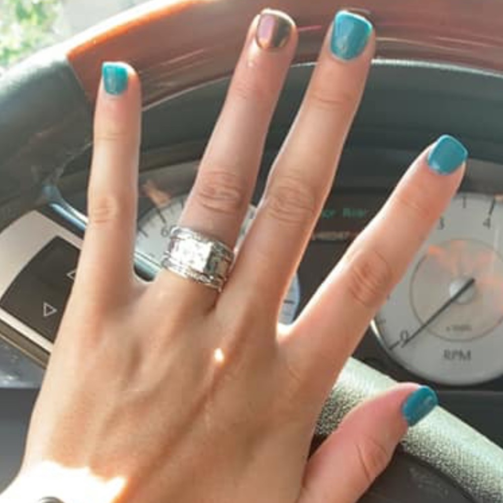 Silver princess cut ring